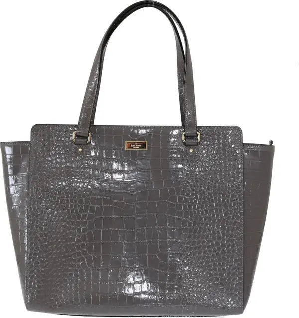 Grey Croc Embossed Leather Elissa Bristol Drive Tote Handbag Bag