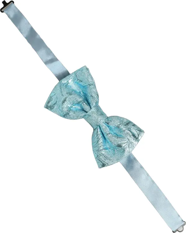 Light Blue Floral Brocade Adjustable Neck Papillon Bow Tie