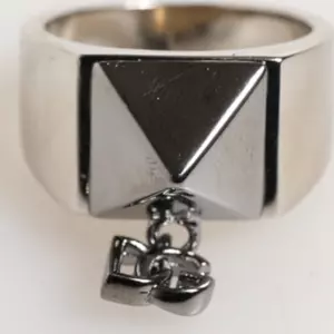 Silver Tone Pyramid DG Logo Real Brass Ring