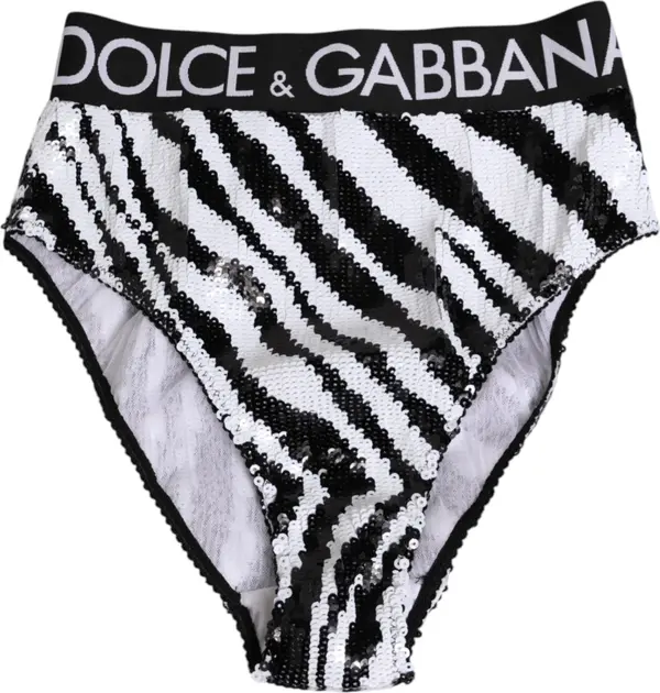 Black White Stripes High Waist Panty Underwear