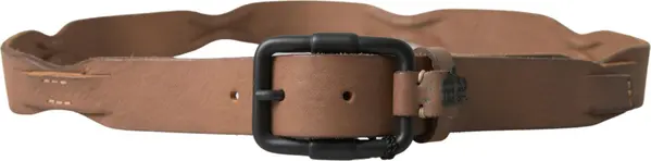 Brown Leather Metal Buckle Waist Men Belt