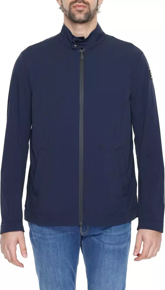 Blue Nylon Full-Length Jacket