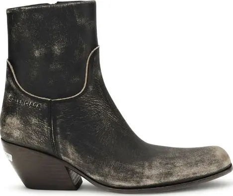 Black Calf Leather Bos Taurus Ankle Boots