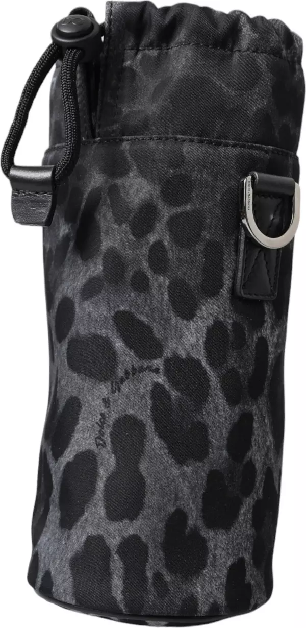 Black Leopard Round Slim Tote Bottle Cage Bag