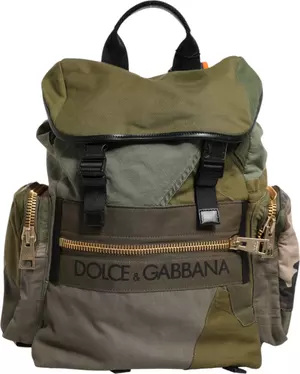 Military Green Patchwork Rucksack Backpack Bag