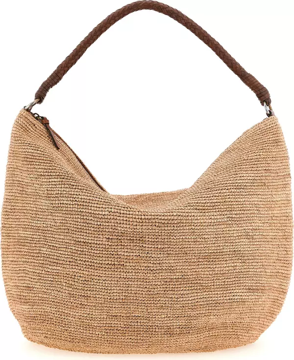 Beige Raffia Shoulder Bag