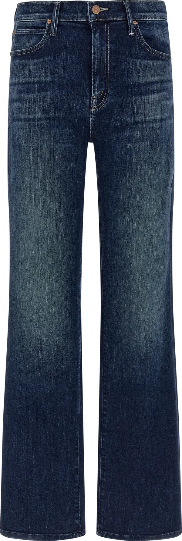 Blue Cotton Straight-Leg Jeans