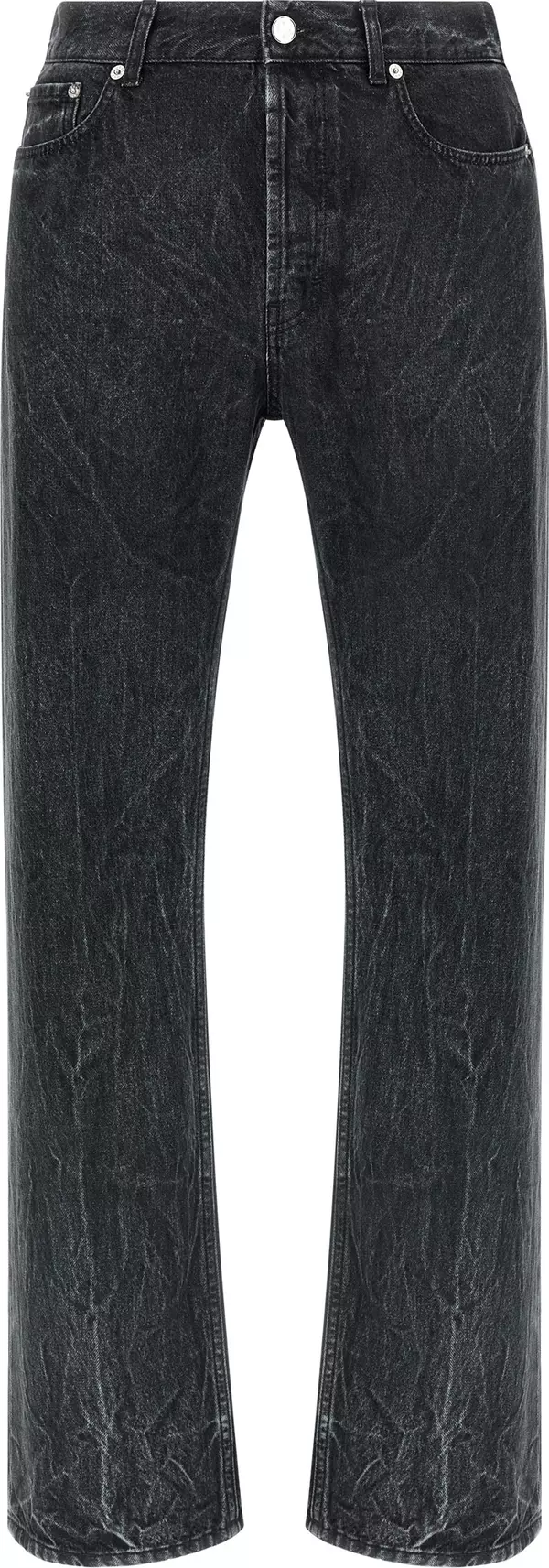 Black Cotton Straight-Leg Jeans