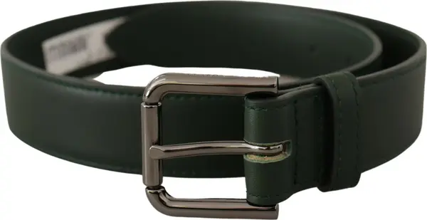 Army Green Leather Logo Metal Waist Buckle Belt
