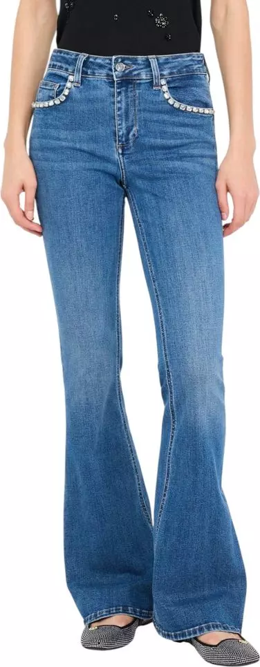 Blue Cotton Bootcut Jeans