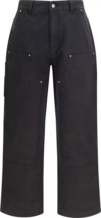 Black Cotton Casual Pants
