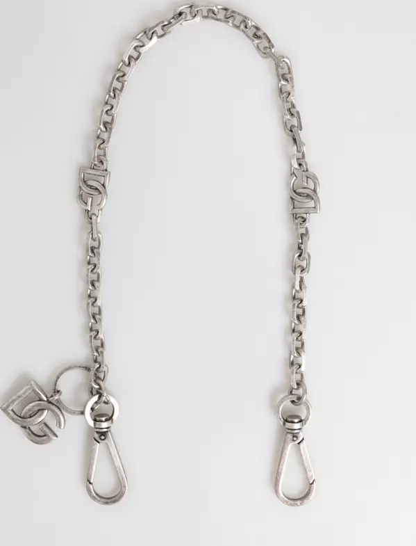 Silver Tone Brass DG Logo Detailing Chain Men Necklace