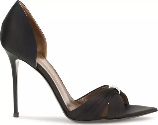 Black Satin Stiletto Heel Sandals
