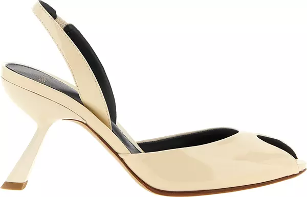 White Calfskin Mid Heel Pumps