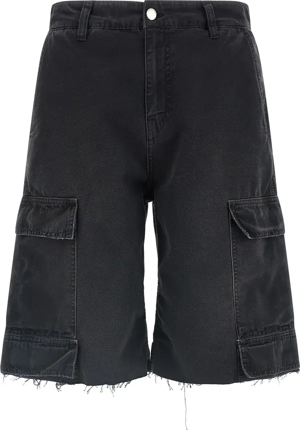 Black Cotton Bermuda Shorts