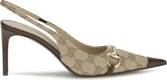 Beige Fabric High Heel Pumps