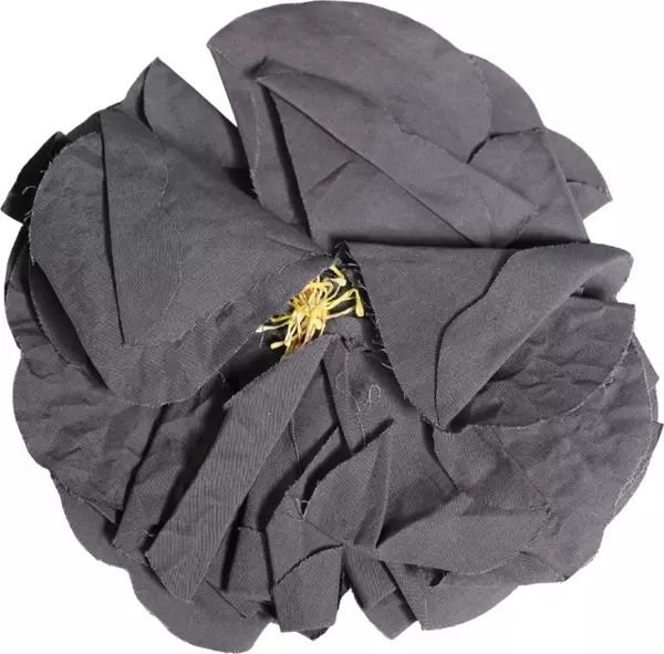 Gray Floral Motif Silk Blend Poplin Fabric Bar Pin  Brooch
