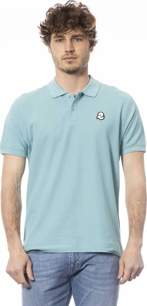 Light Blue Cotton Men Polo Shirt
