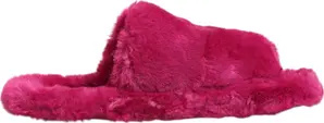 Pink Acrylic Faux Fur Mens Flats Sandals Shoes