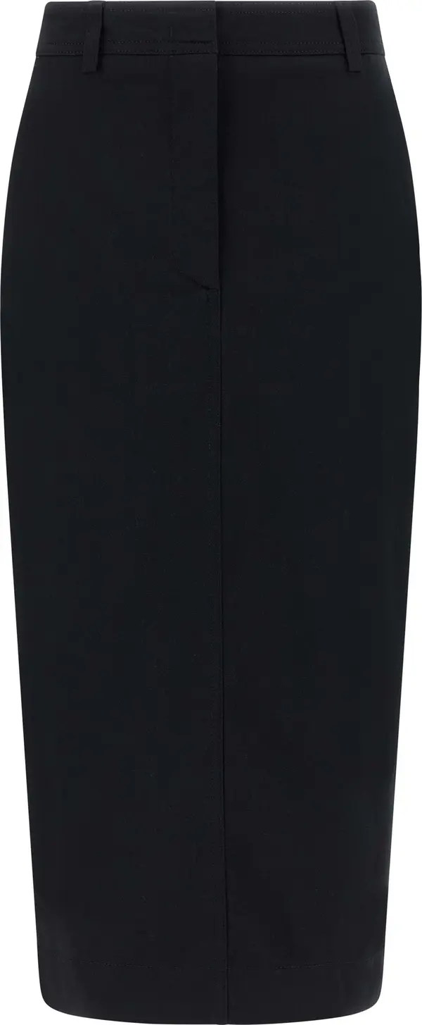 Black Cotton Midi Skirt