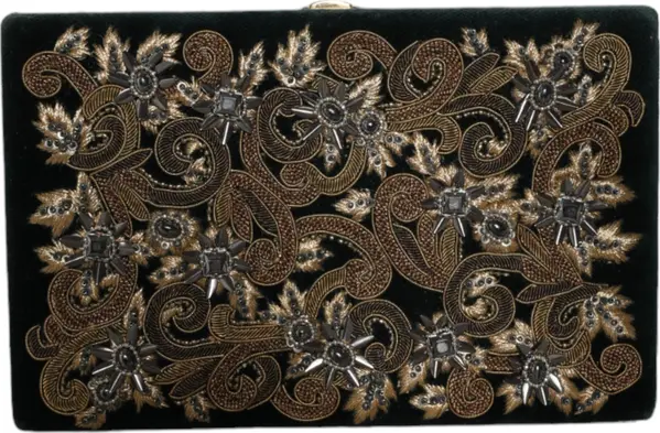 Black Velvet Gold Frame Clutch Evening Party Purse Bag