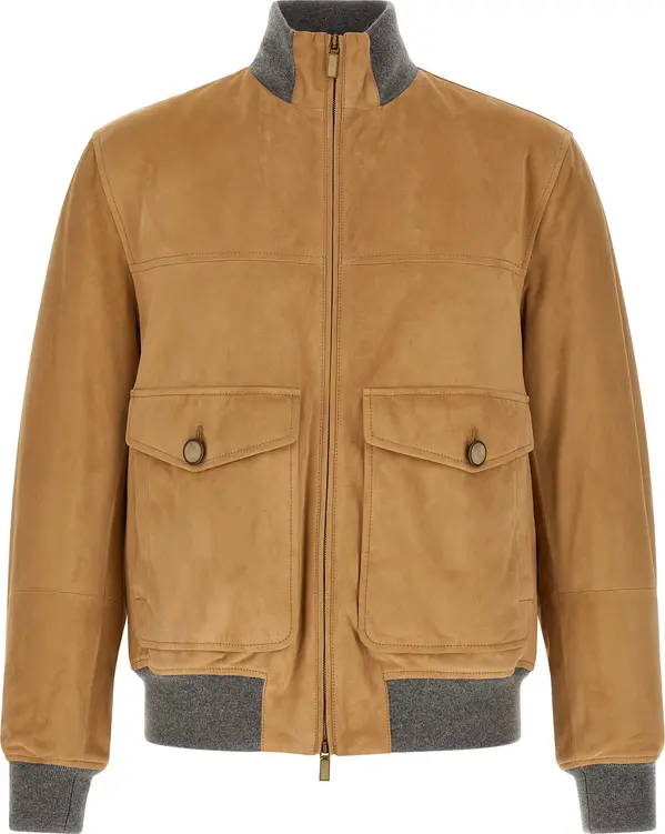 Beige Lamb Leather Leather Jacket