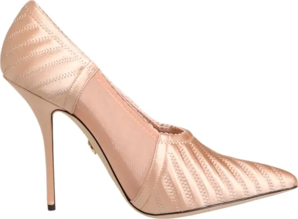 Cipria Nude Satin Mesh Stiletto Pumps Shoes