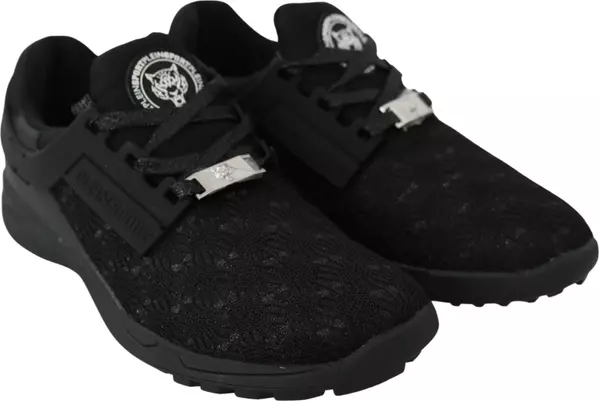 Black Polyester Runner Beth Sneakers Shoes