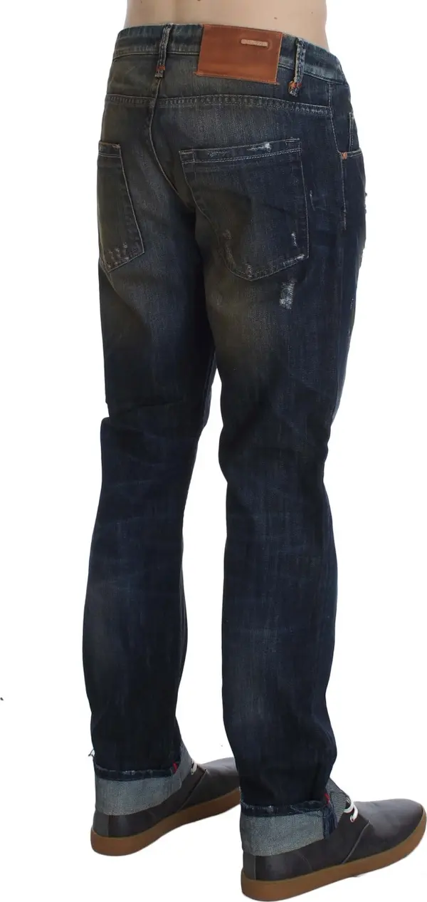 Blue Wash Cotton Regular Straight Fit Jeans