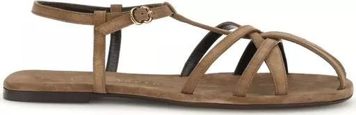 Brown Calf Leather Bos Taurus Flat Sandals