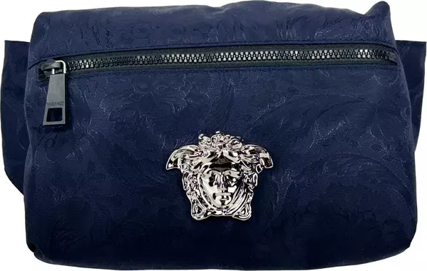 Versace Medusa Navy Nylon Belt Bag Waist Fanny Pack Purse