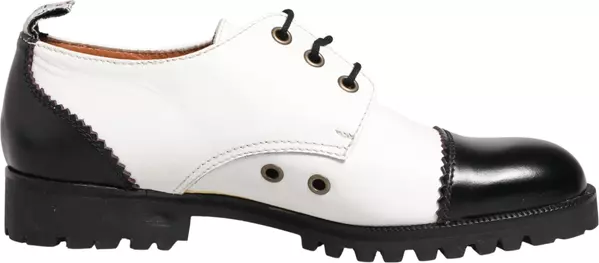Black White Leather Derby Shoes