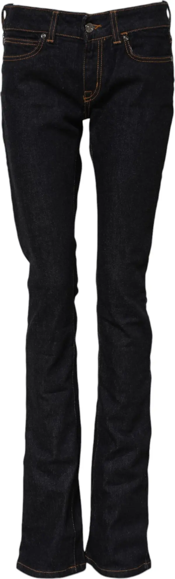 Dark Blue Cotton Mid Waisted Skinny Denim Jeans