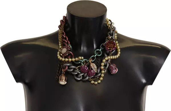 Gold Brass Sicily Floral Crystal Statement Necklace
