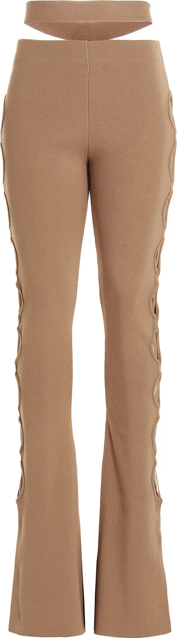 Beige Viscose Flared Pants