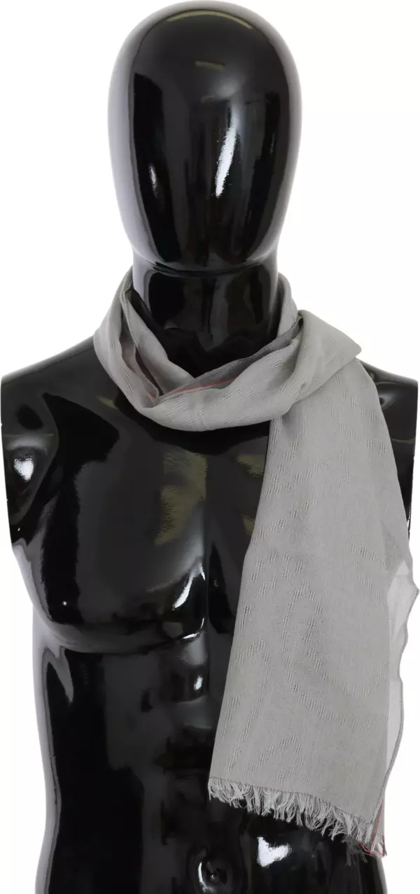 Gray Fringe Neck Wrap Cotton Scarf