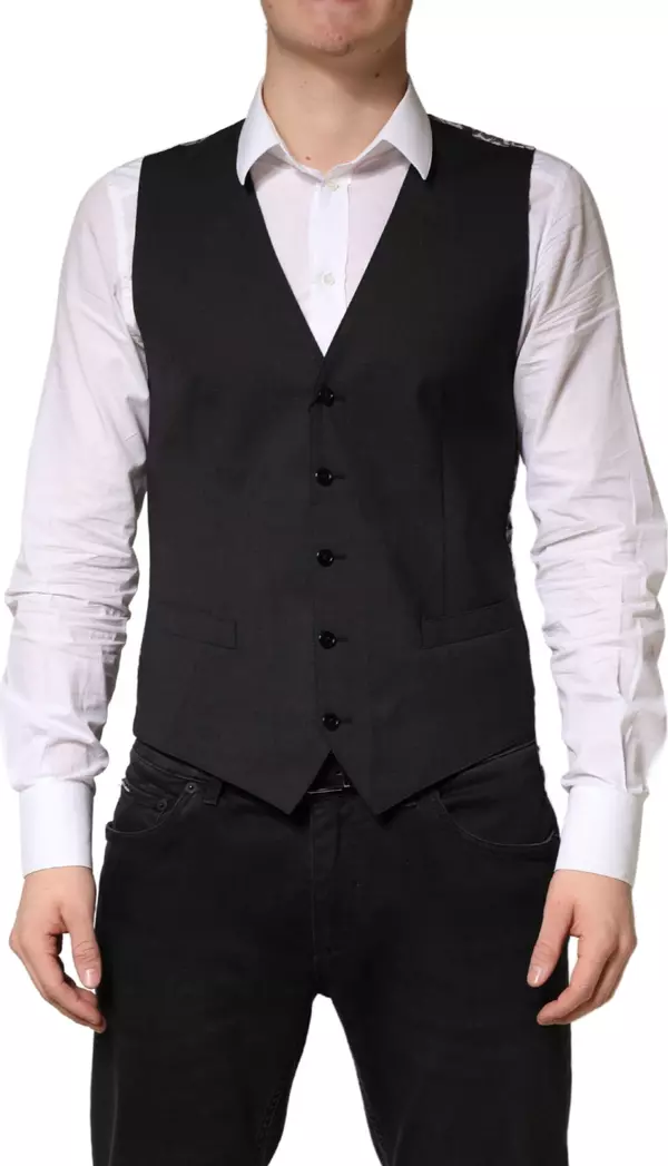 Black Wool Dress Men Formal Waistcoat Vest