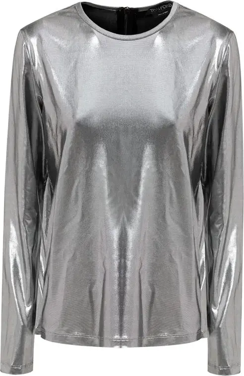Gray Viscose Long Sleeve T-Shirt