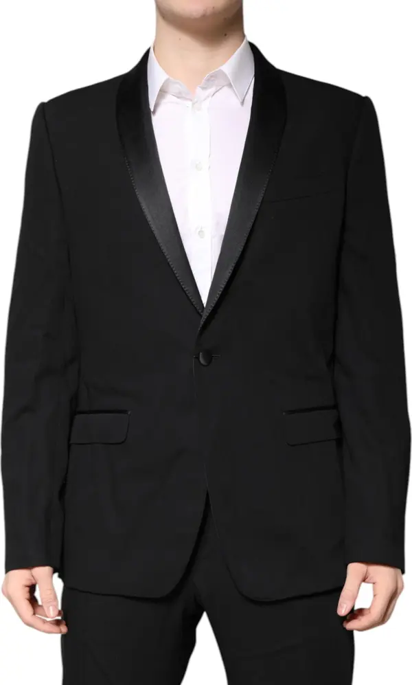 Black Wool Single Breasted 2 Piece Suit