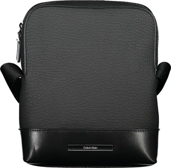 Sleek Black Shoulder Bag with Contrasting Details
