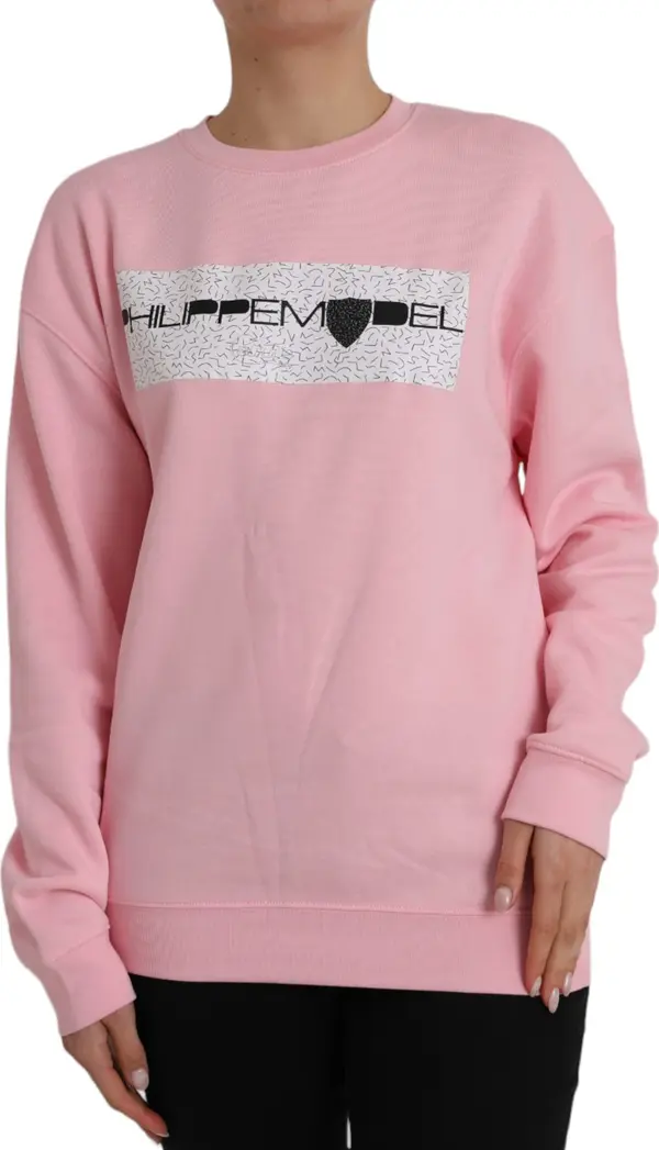 Pink Cotton Logo Long Sleeves Pullover Sweater