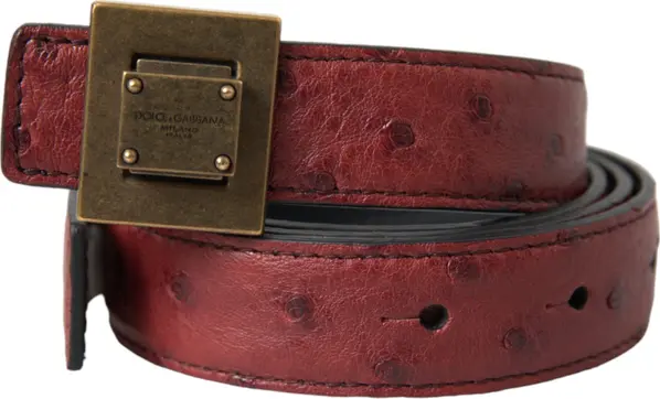 Brown Leather Square Metal Buckle Belt