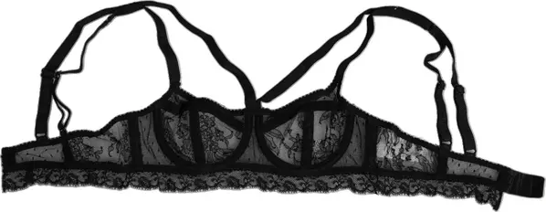 Black Floral Lace Nylon Balconcino Bra Underwear