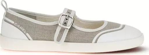 Beige Cotton Ballet Flats