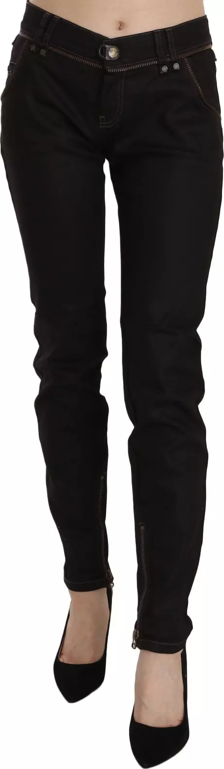 Cotton Black Mid Waist Skinny Denim Jeans