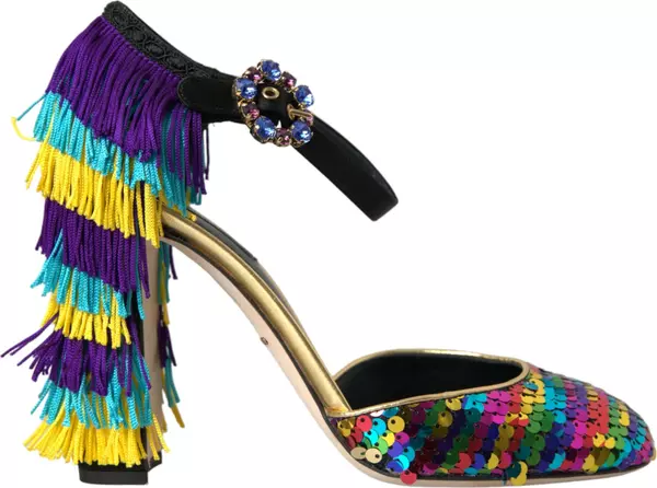 Multicolor Sequin Crystal Mary Jane Shoes