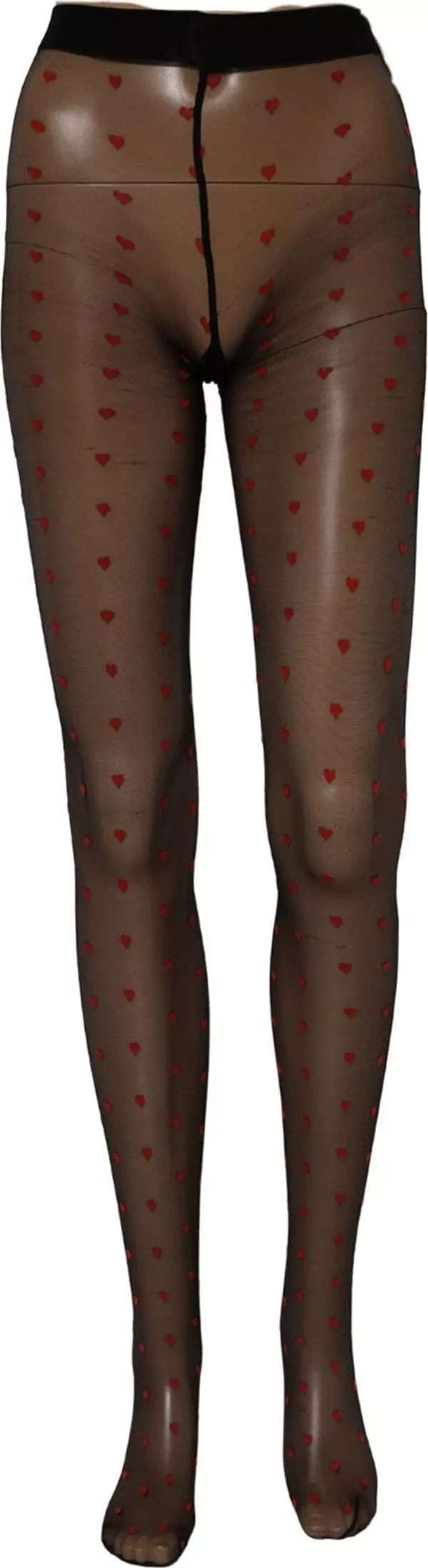 Black Nylon Hearts Tights Stocking Pantyhose Socks
