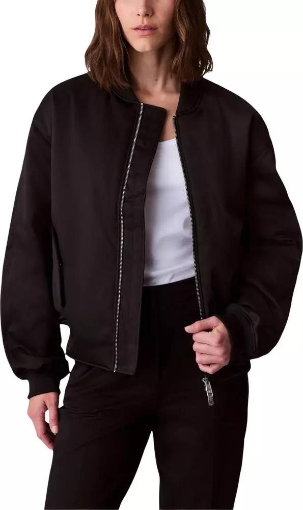 Black Recycled Polyester Bomber