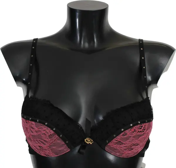 Black Pink Lace Push Up Bra Underwear