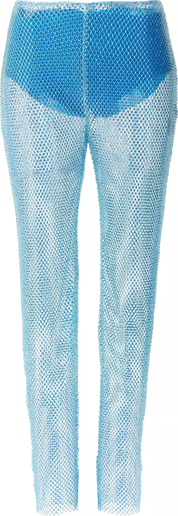 Blue Polyamide Casual Pants